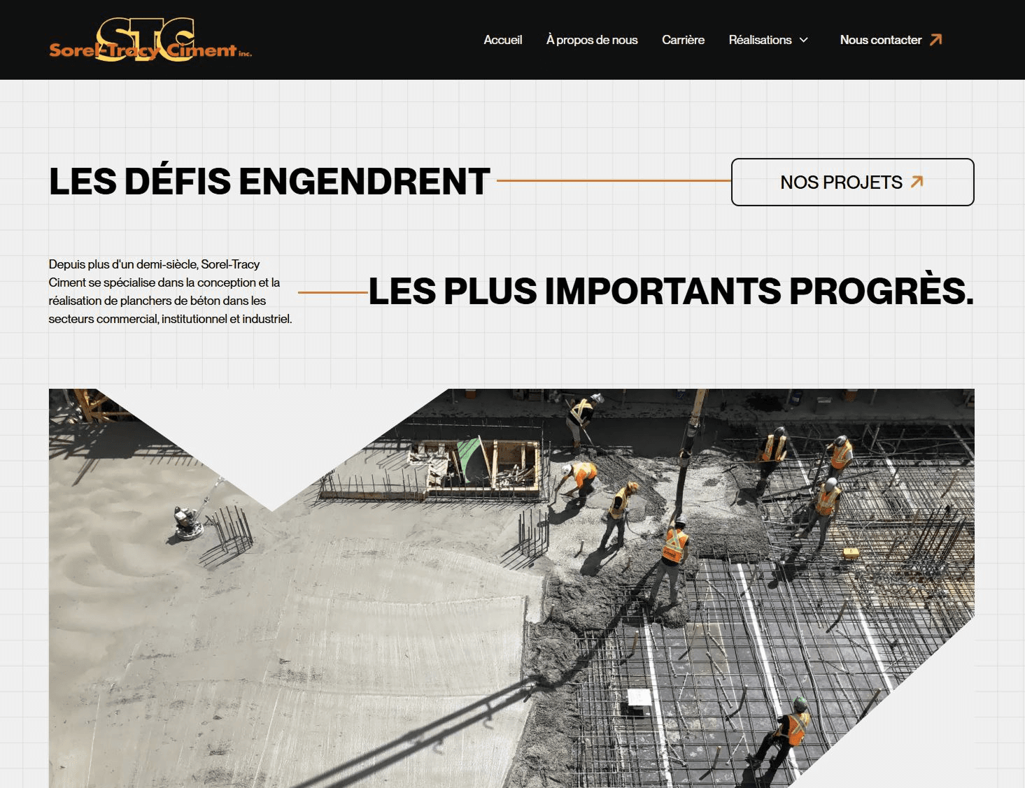 Sorel-Tracy Ciment - Concrete construction site with workers